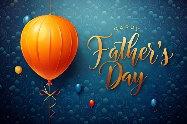 Photo happy fathers day greeting card design with balloon and falling confetti on shiny luxury background