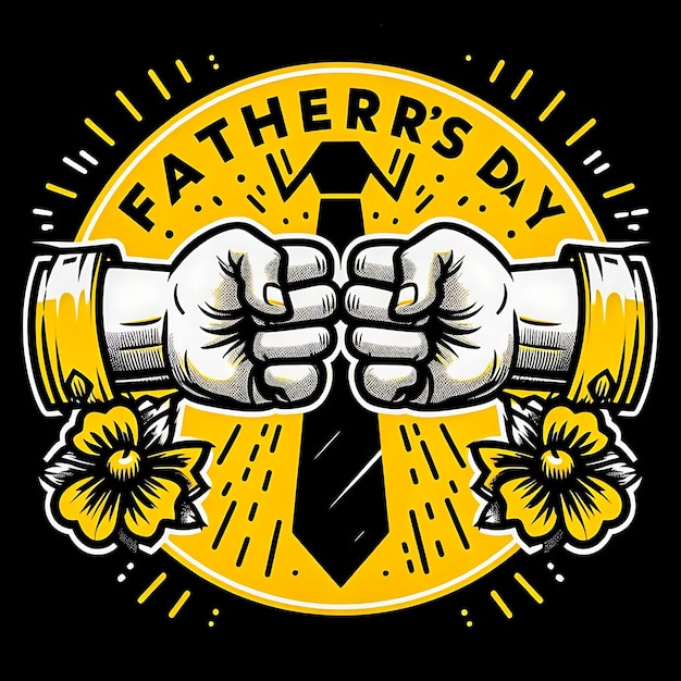 Photo happy fathers day greetings black white yellow background