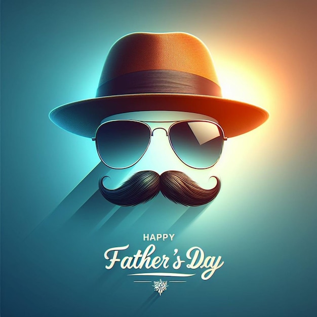 Photo happy fathers day illustration post with glasses mustache