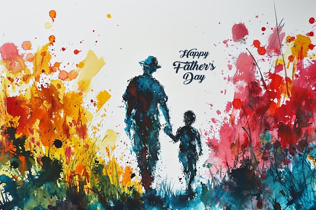 Иллюстрация ко Дню отца и винтажный акварельный типографический плакат ко Дню отца