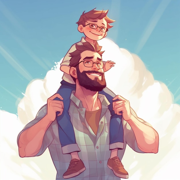 Photo a happy fathers day illustration with child