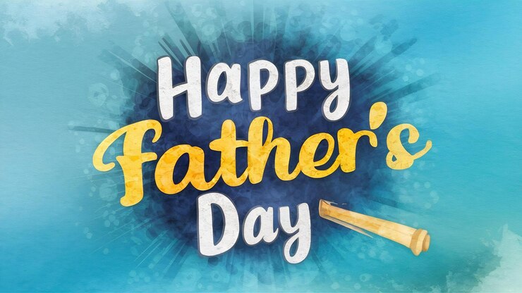 Photo happy fathers day painting in watercolor effect