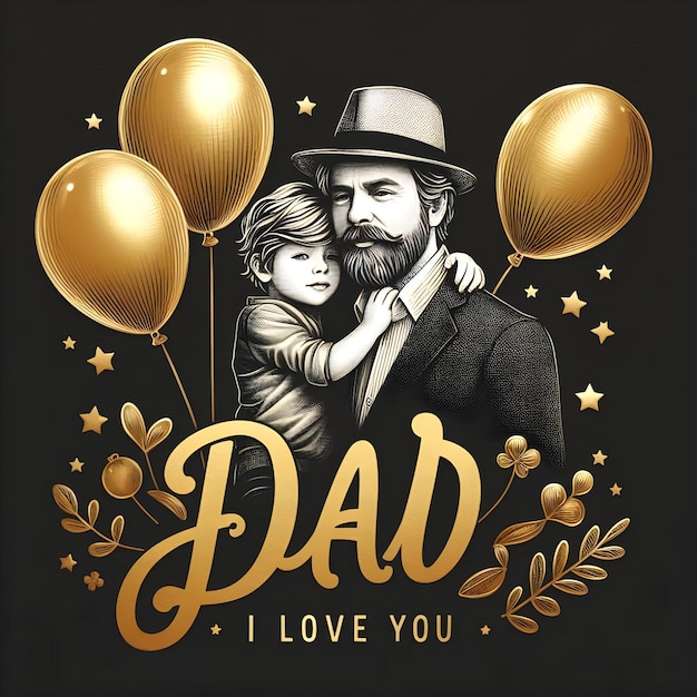 Photo happy fathers day post design lettering