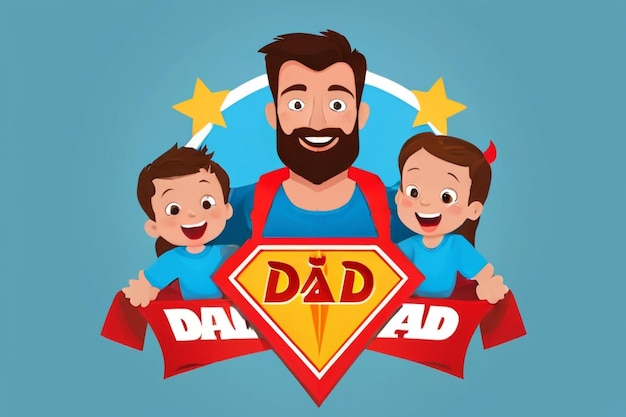 happy fathers day super dad vector illustration design
