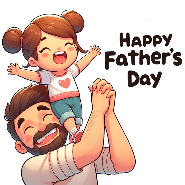 Happy Fathers Day template design Photo of cartoon father and kid together Generated by AI