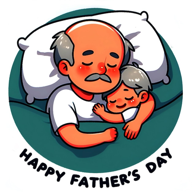 Happy Fathers Day template design Photo of cartoon father and kid together Generated by AI