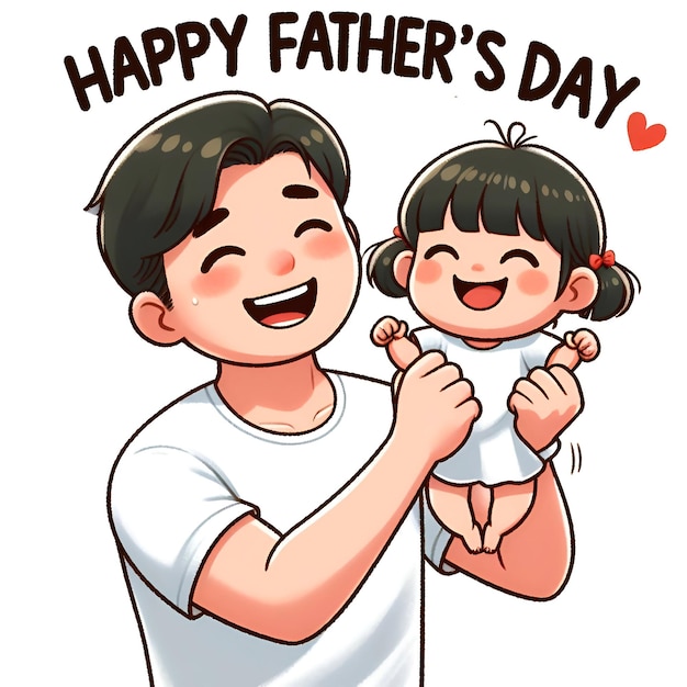 Happy Fathers Day template design Photo of cartoon father and kid together Generated by AI