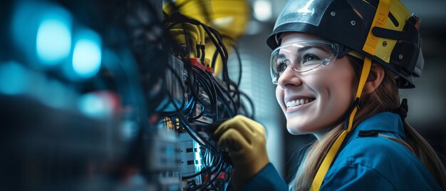 仕事で幸せな女性電気技師 ジェネレーティブAI