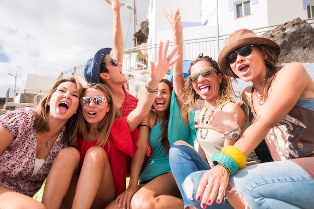 happy female friends enjoying