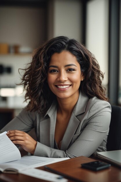 Photo happy female and male accountant looking at camera