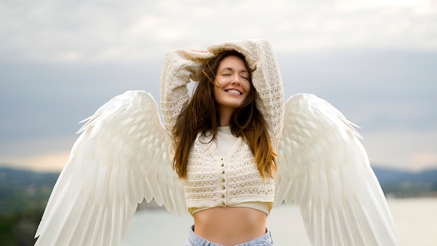 사진 행복한 자유의 천사