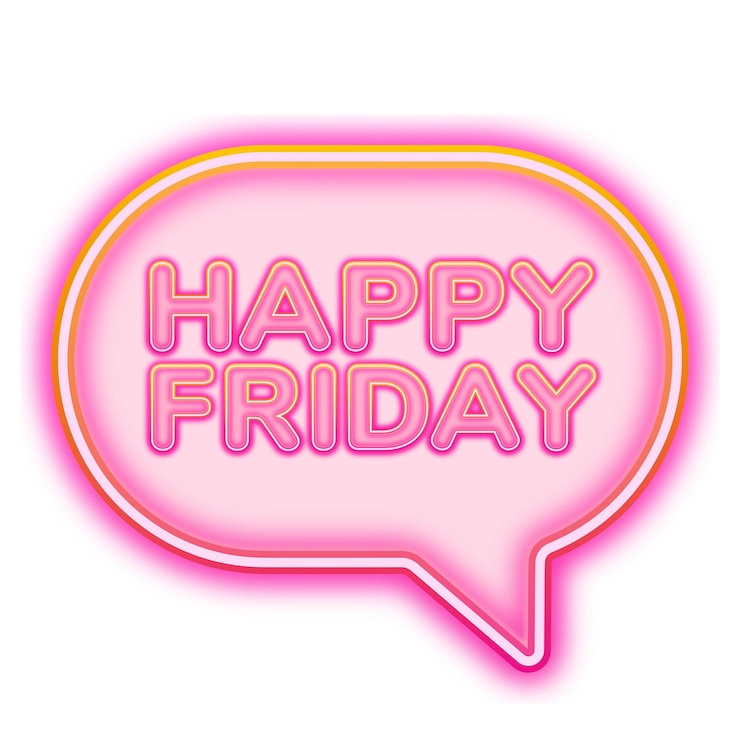 Foto happy friday woord sticker png element bewerkbaar roze neon lettertype ontwerp