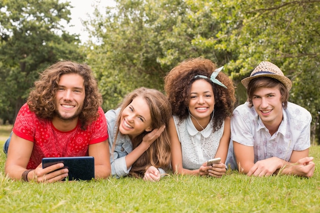 Happy friends in the park