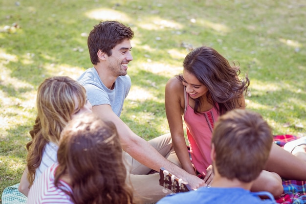 Happy friends in a park 