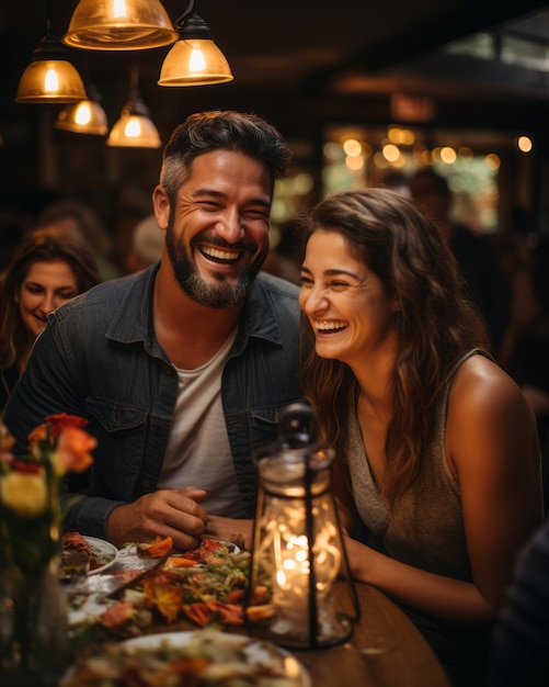 Happy Friends in a Restaurant