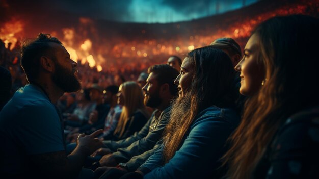 Happy friends watching tv at cinemagenerative ai