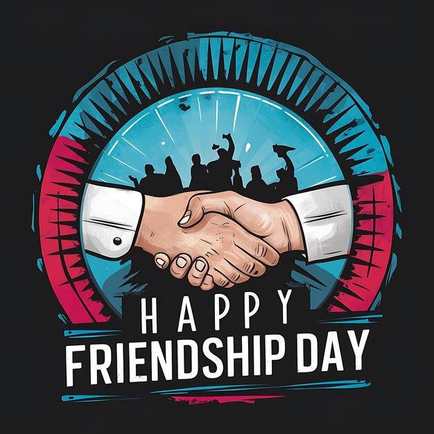 Happy Friendship Day 2024 with Handshake logo design full hd 4k 8k