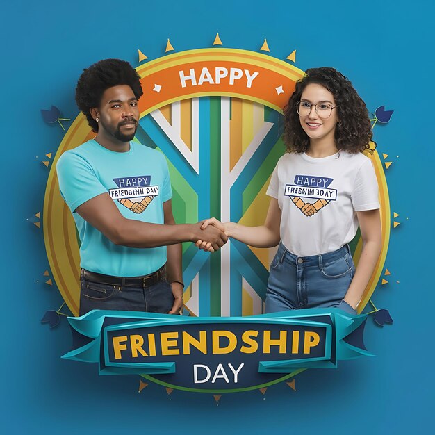 Happy Friendship Day 2024 with Handshake logo design full hd 4k 8k