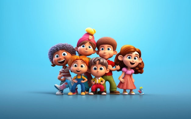 Happy friendship day 3d cartoon characters in studio render