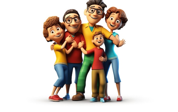 Photo happy friendship day 3d cartoon characters in studio render