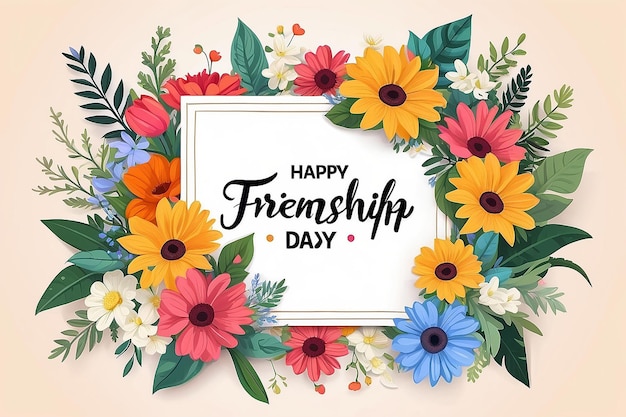 Happy Friendship Day Card With Mixed Flower Bouquet