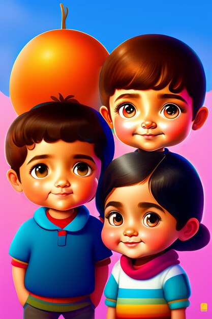 Happy friendship day on children's day celebrating and embracing each other feeling in love