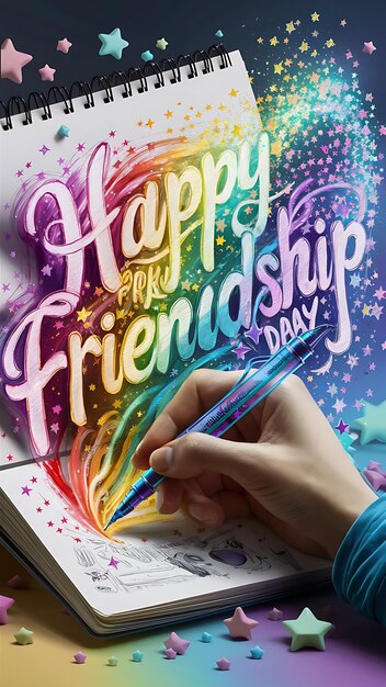 Foto disegno illustrativo di happy friendship day