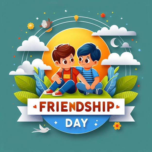 Photo happy friendship day with friends illustration generative ai