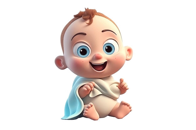 写真 孤立した白地に幸せな面白い赤ちゃん幼児男の子漫画のキャラクター