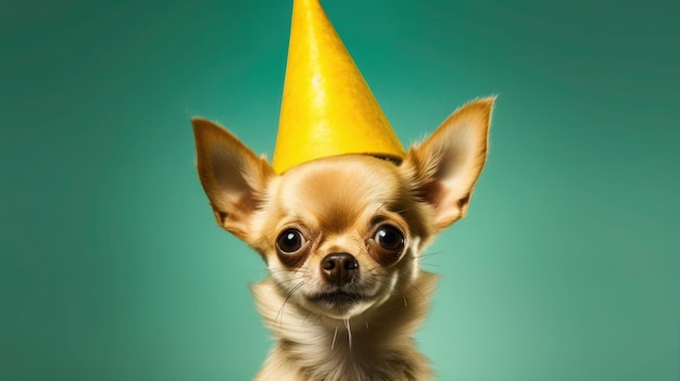 Счастливая забавная собака в шляпе на вечеринке открытка для празднования дня рождения Счастливые домашние животные Копируйте пространство Миленькая собака