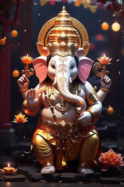 Happy ganesh chaturthi design with lord ganesha