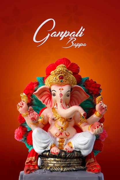 Счастливый Ганеш Чатуртхи Дизайн поздравительной открытки с идолом лорда Ганеши