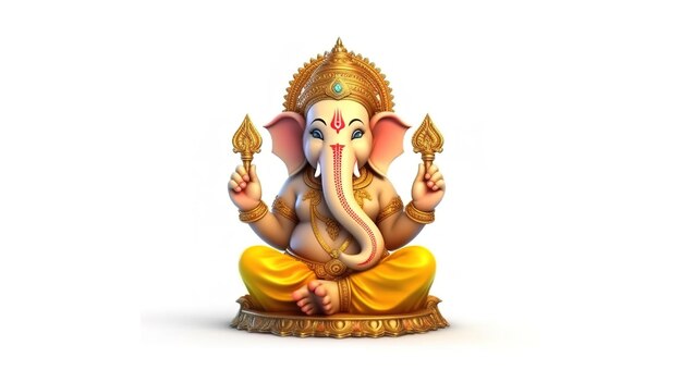 Photo happy ganesh chaturthi isolated on white background generative ai