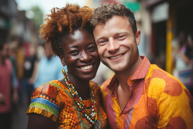 Happy Gay Couple Walking Down the Street AI Generated