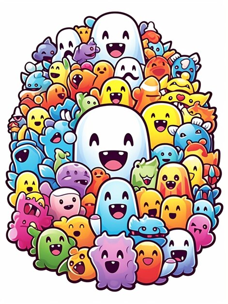 happy ghosts colorful vector