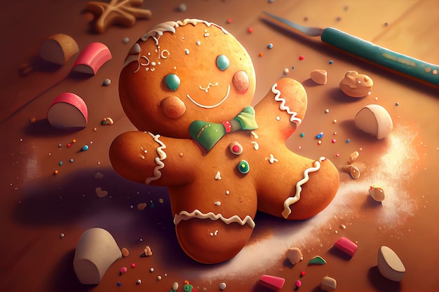 Happy gingerbread man cookie