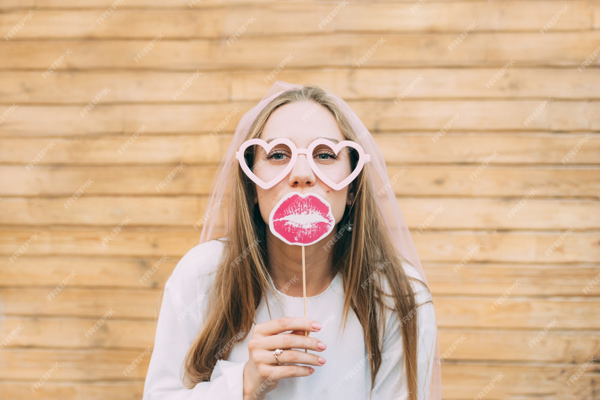 Premium Photo  Happy girl bride with bridal veil having fun