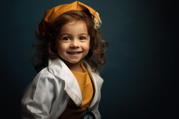 Happy girl in doctor costume with Generative AI