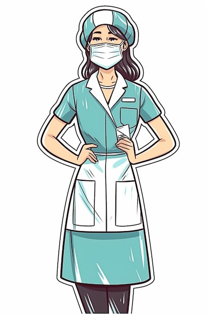 Happy Girl in Doctor Dress and Hat AI Generated