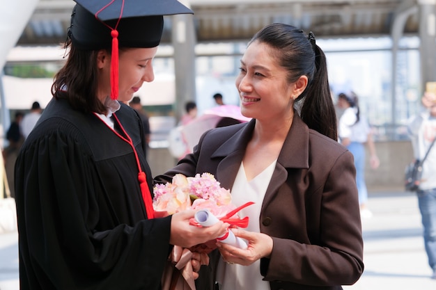 Happy girl in her graduation day.