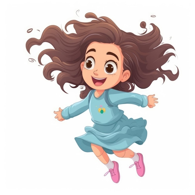 Happy girl jumping on white background Generative AI