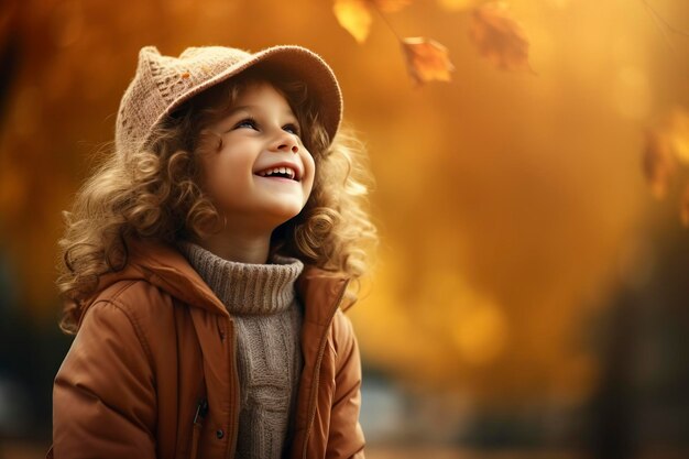 happy girl looking at the sky with gratitude and excitement