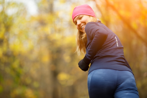 Happy girl on morning jog