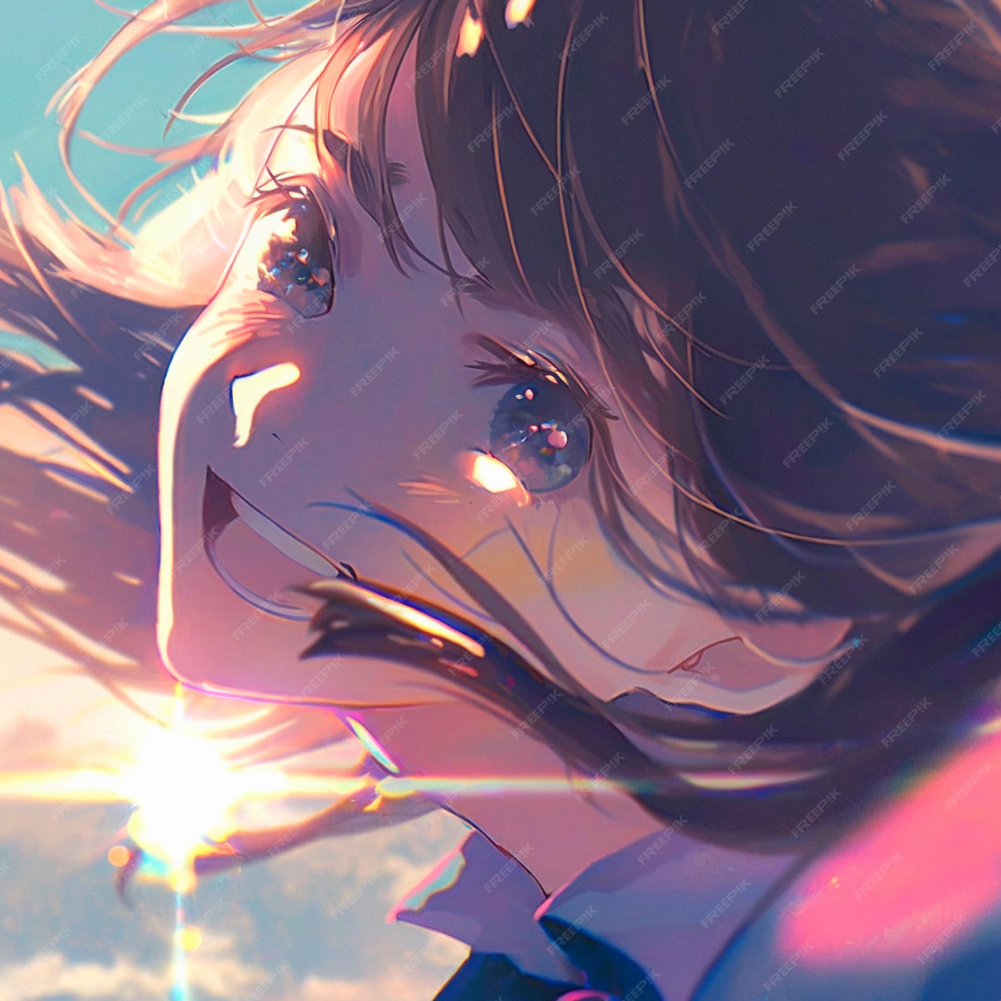 Premium Photo | Happy girl in the rays of the sun in anime style Premium Photo | Happy girl in the rays of the sun in anime style