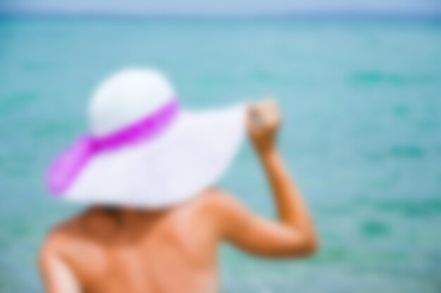 Happy girl at sea in greece on sand nature