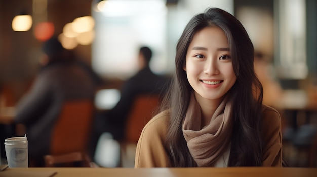 Happy girl student Portrait of female Asian student with bagpack