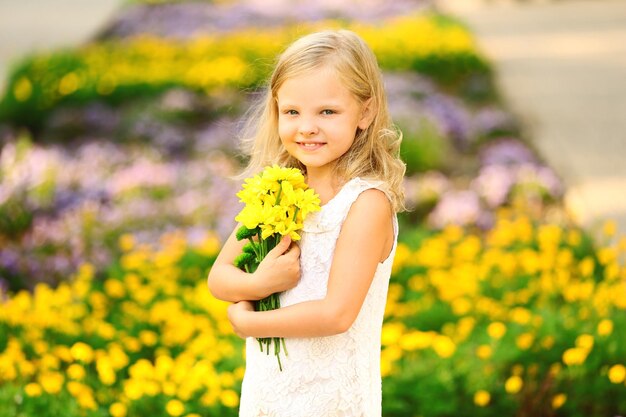 Happy girl walking in park