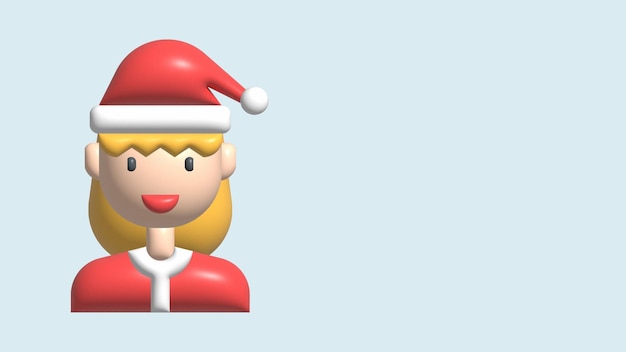 happy girl wearing santa hat 3d cartoon illustration