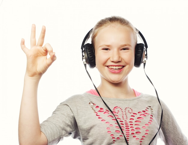 Happy girl with headphones