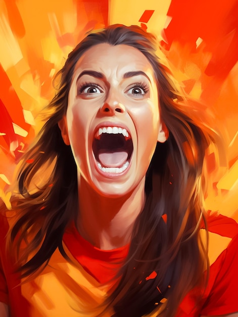 happy and goal scream emotions of woman wear football uniforms fanAI Generated